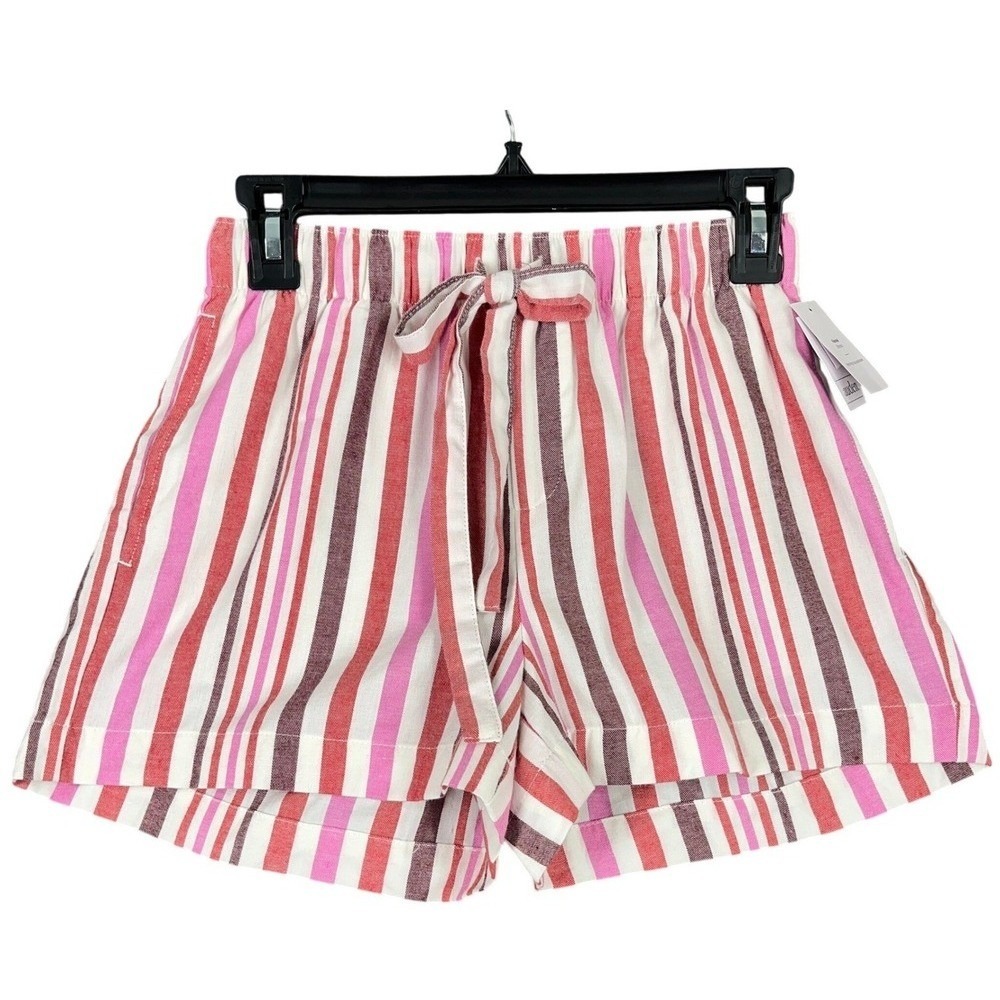 Auden Flannel Lounge Sleep Shorts‎ XS Striped Pink Drawstring Sleepwear Pajama
